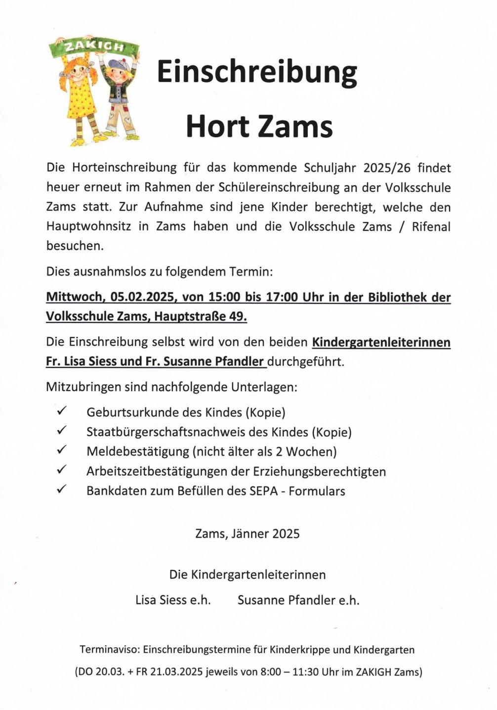Horteinschribung