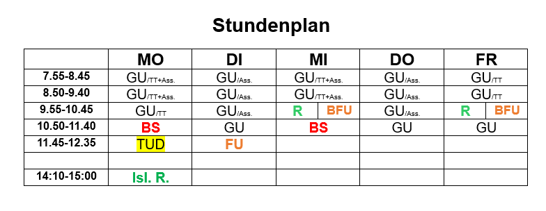 Stundenplan 1b