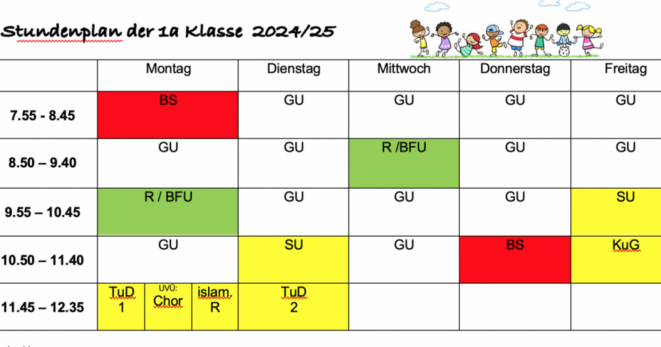 Stundenplan 1a